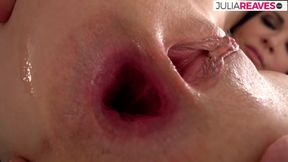 Bitch gets holes stretched after a hard fuck by a monster cock