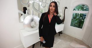 Busty chick Armani Black rubs her clit while fucking in POV