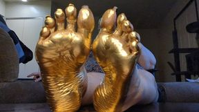 Golden wrinkled mature soles