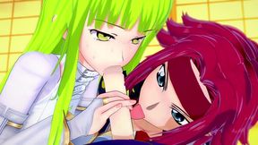 cc and kallen have fun with lelouch - code geass parody