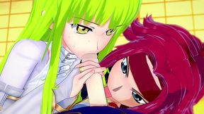 cc and kallen have fun with lelouch - code geass parody