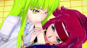 cc and kallen have fun with lelouch - code geass parody