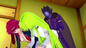 cc and kallen have fun with lelouch - code geass parody