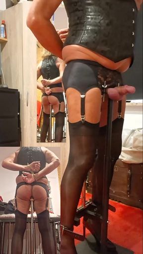 Sissy Rosa in the pillory with anal