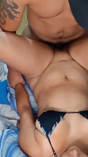 I fuck my ex before my husband arrives!! I show him my bathing suits and end up riding on top of his penis   Clip 1