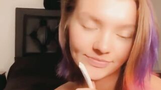Beautiful teen has a squirting orgasm! Smoking video!