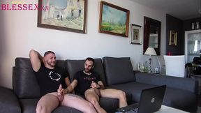 Straight friends trying new experience