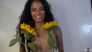 Will you fuck my armpits? Topless Sunflower Asian Girl Shows Off Armpits