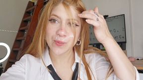 Girl cosplayer gets a special face makeup