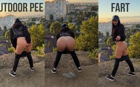 Pee and Farting From Behind Outdoor with City View