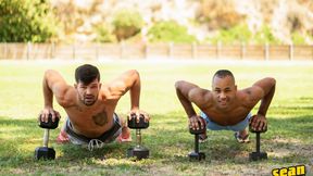 Inked Hottie Brysen Cums All Over Chris' Juicy Black Booty