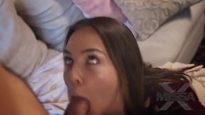 Blair Williams is sucking cock like a real pro, although her boyfriend is not at home