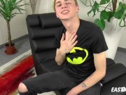 Blonde boy Jay Sheen gets handjob his hairy dick