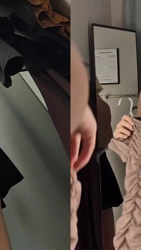 Powerful moment from &quot;Naked Blonde with Big Tits try on haul sexy and see-through clothes in dressing room&quot;