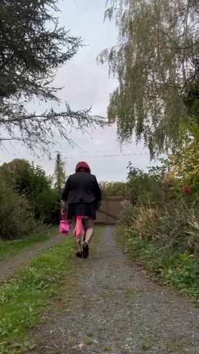 Dressed in a small black skirt for an evening out