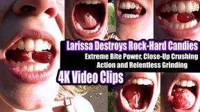 4K | Larissa Destroys Rock-Hard Candies with Her Perfect Flawless Teeth – Extreme Bite Power, Close-Up Crushing Action and Relentless Grinding in 4K