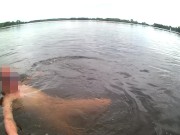 Risky naked outdoor swim in lake with soft dick (no cum)