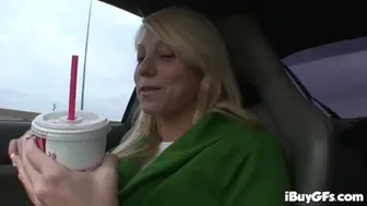 Shawna Lenee strips naked in car showing her big tits