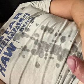 HUGE cumshot over my t-shirt