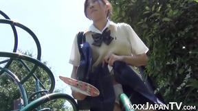 ”Nerdy Japanese  with glasses teases in public”