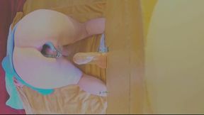 Femboy Riding and Sitting on Huge Dildo Until Analorgasm
