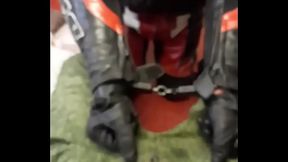 Leather Biker in Motogear sucked dick by Military Man