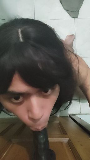 Sissy Marco blowjob dildo POV