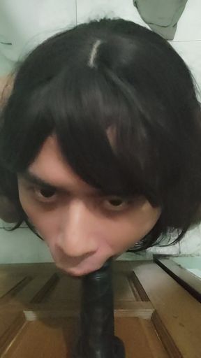 Sissy Marco blowjob dildo POV