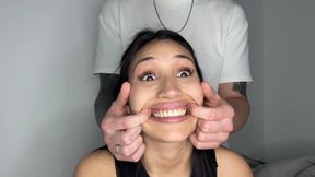 My roommate manipulates my face ???? by pulling on my cheeks