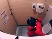 伪娘着学生运动服在厕所自慰 Sportswear crossdress cumshot in in shopping mall Toilets
