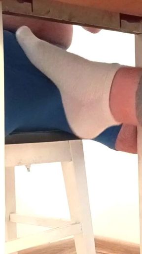 Sockjob & Ruined Orgasm Under Table