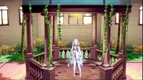 Cute princess gives a blowjobs while watching