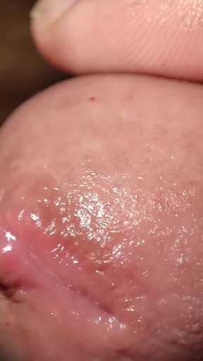 Macro view of my cock and cum