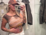 *HUGE TITS* public changing room | see through clothing