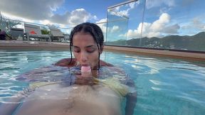 a busty indian woman gives a blowjob in the hotel pool in front of everyone -yasmina khan