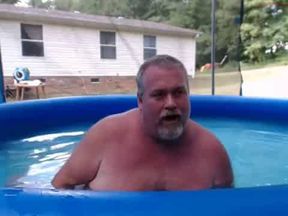 Bearded Daddy Plays Naked by the Pool
