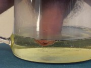 Huge peeing in a bowl