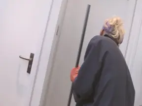 Blonde cleaning girl gets fucked in the shower