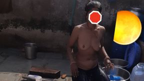 Brother-in-law saw sister-in-law? bathing in desi open bathroom