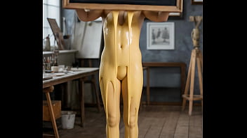 Naked girl is covered with cheese instead of cloth