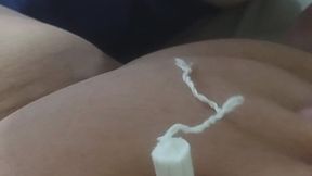 A Tampax in my belly button with a dick plushy in my pussy