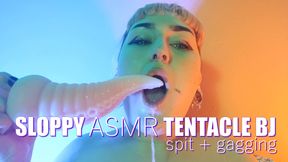 Sloppy ASMR Tentacle BJ - Spit - Gagging - Deepthroating - Fantasy Dildo