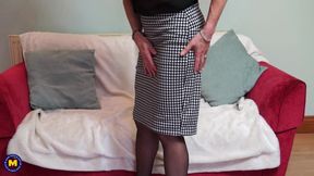 Super Hot GILF Lady Sextasy Gives a Strip Tease & Fingers Her Pussy