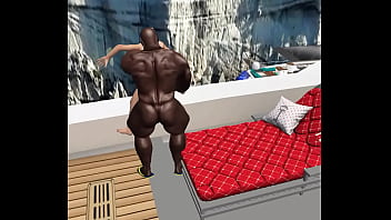 rich white wife gets a workout from muscular black personal trainer on her yacht