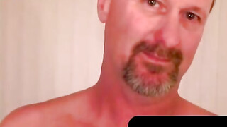 Masturbating Amateur Dad Fucks Himself Hard in Bathroom Mirror