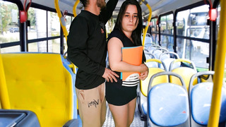 College girl being sensed on the bus in public!