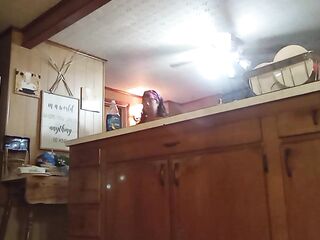 Sexy TS Transgender Wench, Sissy Cleaning Dishes (Belt Slide)