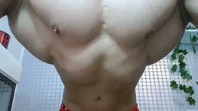 Huge Muscled Stud Flex Show Almost Naked