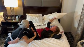 Dominatrix Makes Feminized Roommate Wear Maid Dress and Suck Strap On