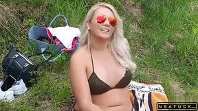 German MILF caught a Guy Watch and Help with Public Sex